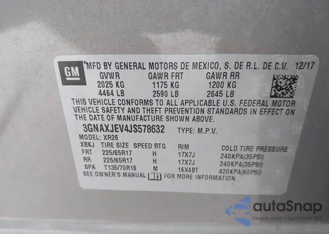 2018 Chevrolet Equinox Lt from USA, damaged, VIN 3GNAXJEV4JS578632